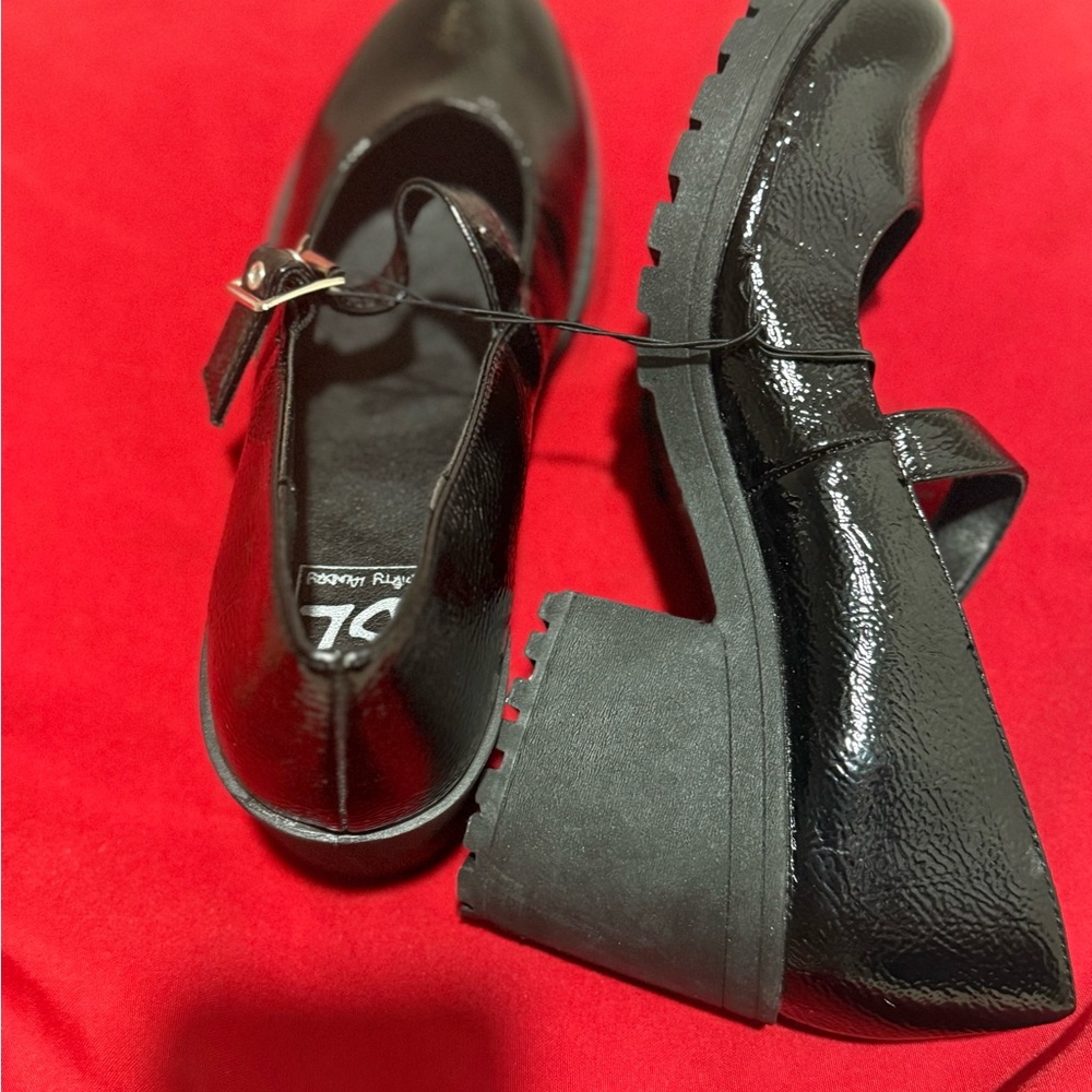 Black Chunky Heel Mary Jane Shoes